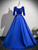 Royal Blue Sequins Satin Short Sleeve Quinceanera Dress