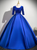 Royal Blue Sequins Satin Short Sleeve Quinceanera Dress