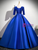 Royal Blue Sequins Satin Short Sleeve Quinceanera Dress