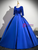Royal Blue Sequins Satin Short Sleeve Quinceanera Dress