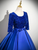 Royal Blue Sequins Satin Short Sleeve Quinceanera Dress