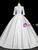 White Satin Sequins Short Sleeve Quinceanera Dress