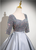 Gray Sequins Satin Short Sleeve Quinceanera Dress