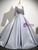 Gray Sequins Satin Short Sleeve Quinceanera Dress