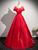 Red Satin Cap Sleeve Quinceanera Dress
