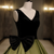 Green Satin Black Velvet V-neck Quinceanera Dress