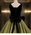 Green Satin Black Velvet V-neck Quinceanera Dress