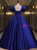 Royal Blue Satin Short Sleeve Quinceanera Dress