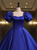 Royal Blue Satin Short Sleeve Quinceanera Dress