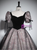 Black Tulle Velvet Puff Sleeve Quinceanera Dress