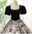 Black Velvet Puff Sleeve Print Quinceanera Dress Black Velvet Puff Sleeve Print Quinceanera Dress
