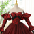 Burgundy Tulle Print Long Sleeve Quinceanera Dress Burgundy Tulle Print Long Sleeve Quinceanera Dress
