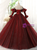 Burgundy Tulle Print Long Sleeve Quinceanera Dress Burgundy Tulle Print Long Sleeve Quinceanera Dress