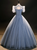 Blue Tulle Sequins Backless Puff Sleeve Quinceanera Dress Blue Tulle Sequins Backless Puff Sleeve Quinceanera Dress