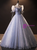 Blue Puff Sleeve Tulle Sequins Quinceanera Dress