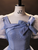 Blue Tulle Sequins Puff Sleeve Bow Quinceanera Dress