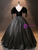 Black Sequins Velvet Short Sleeve Quinceanera Dress