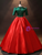 Red Green Satin Short Sleeve Quinceanera Dress