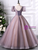 Purple Square Neck Puff Sleeve Beading Quinceanera Dress