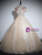 Champagne Sequins Scoop Neck 3D Flower Quinceanera Dress