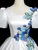 Blue Gradient Satin Puff Sleeve Appliques Quinceanera Dress