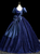 Navy Blue Short Sleeve Bow Quinceanera Dress Navy Blue Short Sleeve Bow Quinceanera Dress