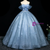 Blue Tulle Sequins 3D Flower Quinceanera Dress