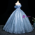 Blue Tulle Sequins 3D Flower Quinceanera Dress