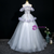 Blue Gray Tulle Sequins 3D Flower Quinceanera Dress