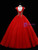 Red Tulle V-neck Sequins Quinceanera Dress