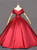 Burgundy Satin Pleats Appliques Quinceanera Dress