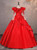 Red Satin Long Sleeve Sequins Quinceanera Dress Red Satin Long Sleeve Sequins Quinceanera Dress