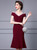 Burgundy V-neck Beading Mother Of The Bride Dress