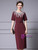 Burgundy Short Sleeve Beading Crystal Mother Of The Bride Dress With Belt Burgundy Short Sleeve Beading Crystal Mother Of The Bride Dress With Belt