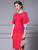 Red Scoop Neck Beading Mother Of The Bride Dress
