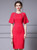 Red Scoop Neck Beading Mother Of The Bride Dress