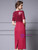 Simple Burgundy Sequins Short Sleeve V-neck Mother Of The Bride Dress