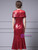 Burgundy Sequins Beading Short Sleeve Mother Of The Bride Dress