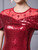 Burgundy Sequins Beading Short Sleeve Mother Of The Bride Dress