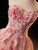 Pink Tulle Strapless Beading Flower Prom Dress