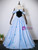Blue Strapless Pleats Butterfly Prom Dress