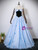 Blue Strapless Pleats Butterfly Prom Dress