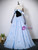 Blue Strapless Pleats Butterfly Prom Dress