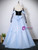 Blue Strapless Pleats Butterfly Prom Dress