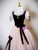 Pink Tulle Sequins Puff Sleeve Bow Beading Prom Dress