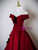 Burgundy Off the Shoulder Pleats Bow Prom Dress
