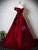 Burgundy Off the Shoulder Pleats Bow Prom Dress