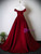 Burgundy Off the Shoulder Pleats Bow Prom Dress