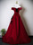 Burgundy Off the Shoulder Pleats Bow Prom Dress