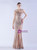 In Stock:Ship in 48 Hours Gold Sequins One Shoulder Beading Prom Dress